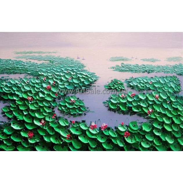 Купить картину "Озеро с Кувшинками" в стиле 3D Импасто