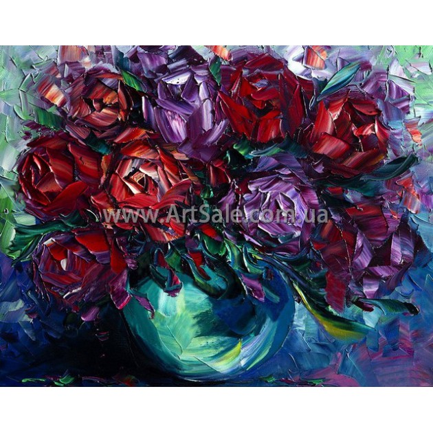 Купить картину "Натюрморт цветочный Розы" в стиле 3D Импасто