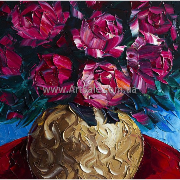 Купить картину "Натюрморт цветочный Пионы" в стиле 3D Импасто