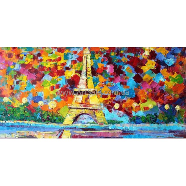 Купить картину "Париж. Эйфелева башня" в стиле 3D Импасто