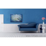 Купить картину "Белая сакура на синем фоне" в стиле 3D Импасто
