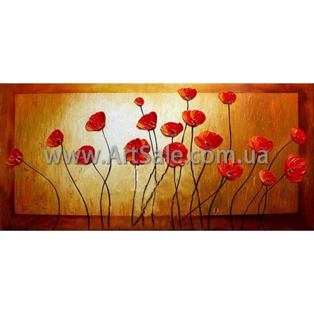 Купить картину "Красные Маки" в стиле 3D Импасто