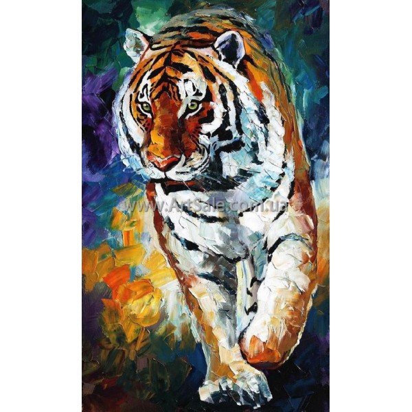 тигр на охоте картина