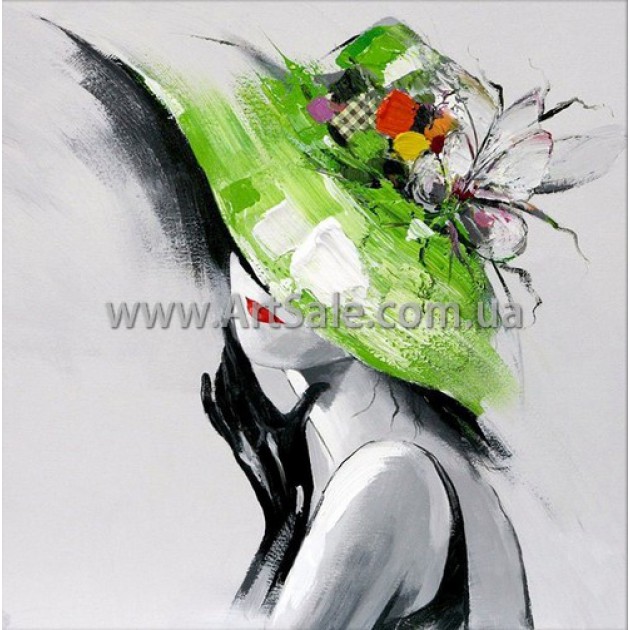 Купить интерьерную картину "Дама в зеленой шляпке"