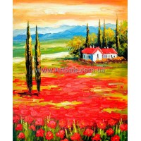 Купить пейзаж маслом "Поле маков. Жан Марк Янячик"