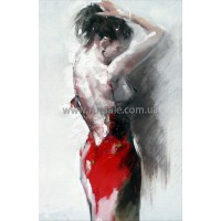 Картина маслом купить "Женщина в красном платье"