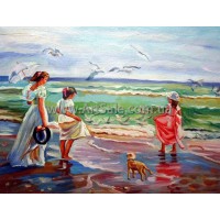 Картина маслом купить "Семья у моря"