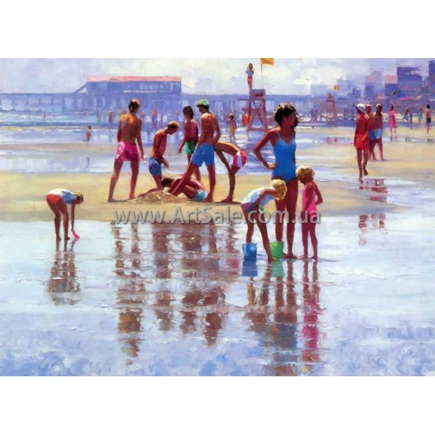 Картина маслом купить "Люди на пляже"